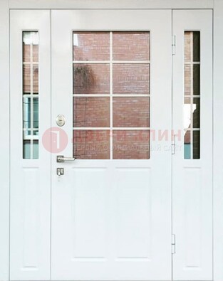 Белая стальная дверь со стеклом и фрамугами ДС-27 в Костроме
