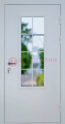 Белая железная дверь порошок со стеклом ДС-31 в Костроме
