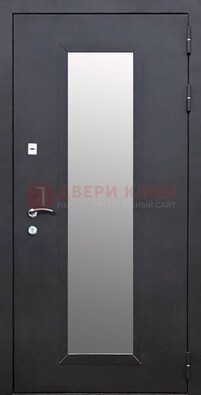 Черная стальная дверь порошок со стеклом ДС-33 в Костроме