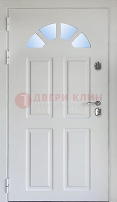 Белая стальная дверь МДФ со стеклом для дома ДС-37 в Костроме