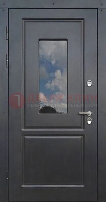 Чёрная металлическая дверь со стеклом ДС-77 в Костроме