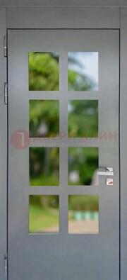 Серая металлическая дверь со стеклом ДС-78 в Костроме