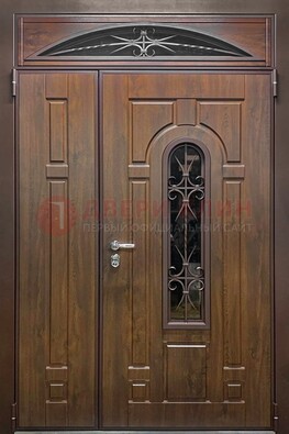 Большая металлическая дверь со стеклом и ковкой ДСК-145 в Костроме