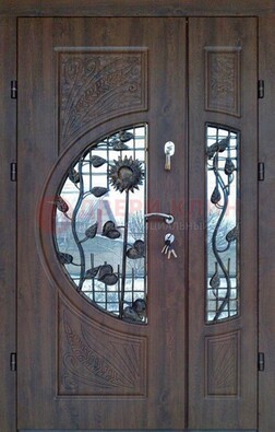 Входная дверь стекло с ковкой и резьбой ДСК-202 в Костроме