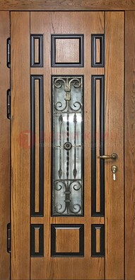 Двухцветная железная дверь Винорит со стеклом и ковкой ДСК-264 в Костроме