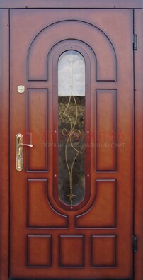 Яркая металлическая дверь Винорит со стеклом и ковкой ДСК-268 в Костроме