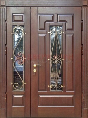 Стальная распашная дверь Винорит стекло и ковка ДСК-274 в Костроме