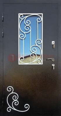 Входная дверь Порошок со стеклом и ковкой ДСК-278 в Костроме