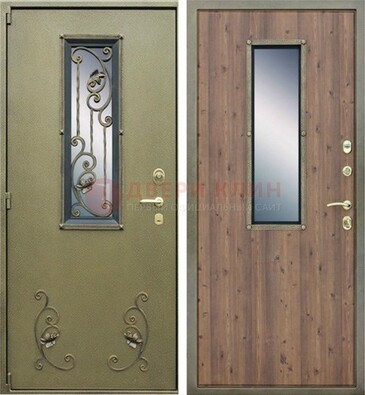 Офисная железная дверь со стеклом и ковкой ДСК-44 в Костроме