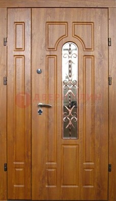 Стальная дверь со стеклом и цветной ковкой ДСК-78 для панельного дома в Костроме
