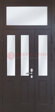 Черная тамбурная дверь со стеклянными вставками ДТМ-38 в Курске