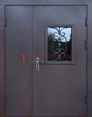 Тамбурная дверь Порошок со стеклом и ковкой ДТМ-48 в Костроме