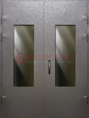 Серая тамбурная дверь со стеклянными вставками ДТМ-8 в Костроме