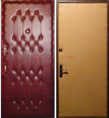 Бордовая металлическая дверь с винилискожей ДВ-1 в Костроме