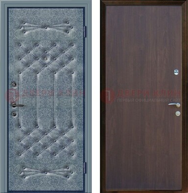 Серая металлическая дверь с винилискожей ДВ-35 в Костроме