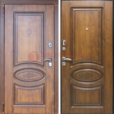 Коричневая металлическая дверь с виноритом ДВТ-10 в Костроме