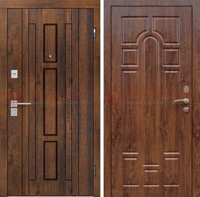 Стальная коричневая дверь с МДФ и коричневой МДФ внутри ДМ-1388 в Костроме