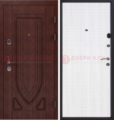 Уличная темная филенчатая дверь с виноритом и МДФ Белый ясень ДВТ-141 в Костроме