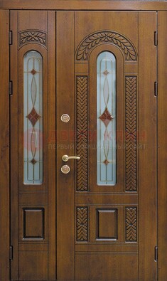 Темная стальная дверь с виноритом и стеклом ДВТ-179 в Костроме