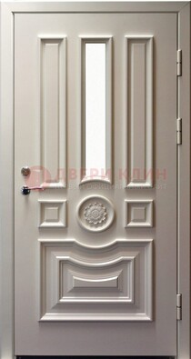 Белая уличная дверь с виноритом и стеклом ДВТ-201 в Костроме