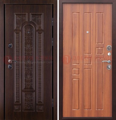 Темная металлическая дверь с виноритом и узором ДВТ-224 в Костроме