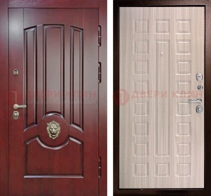Темно-красная входная дверь с виноритом ДВТ-234 в Костроме
