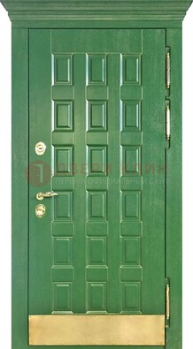 Входная зеленая дверь с виноритом для коттеджа ДВТ-249 в Костроме