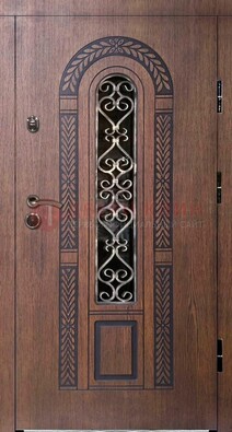 Стальная коричневая дверь с виноритом и МДФ ДВТ-81 в Костроме