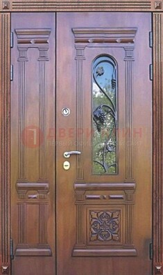 Железная коричневая филенчатая дверь с виноритом и МДФ ДВТ-85 в Костроме