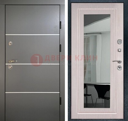 Черная металлическая дверь с зеркалом ДЗ-12 в Костроме