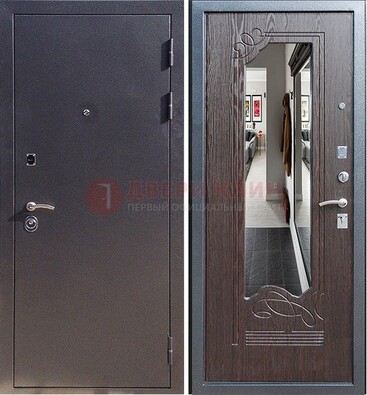 Черная входная дверь с зеркалом МДФ внутри ДЗ-29 в Электроуглях