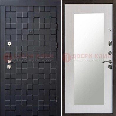 Черная стальная дверь МДФ и зеркалом ДЗ-50 в Костроме