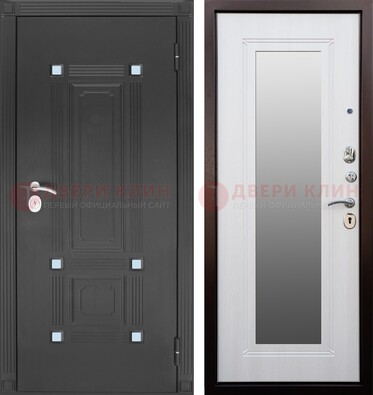 Стальная черная дверь МДФ с зеркалом ДЗ-76 в Костроме