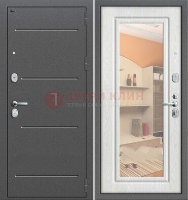 Серая металлическая дверь с зеркалом ДЗ-7 в Костроме