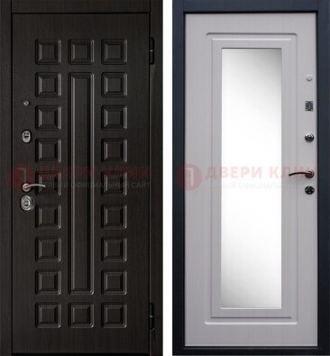 Черная филенчатая металлическая дверь МДФ с зеркалом ДЗ-83 в Костроме
