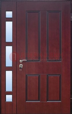 Красная входная полуторная дверь со стеклом ПЛ-10 в Костроме